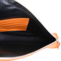 Orange Calfskin M Triangle Pouch