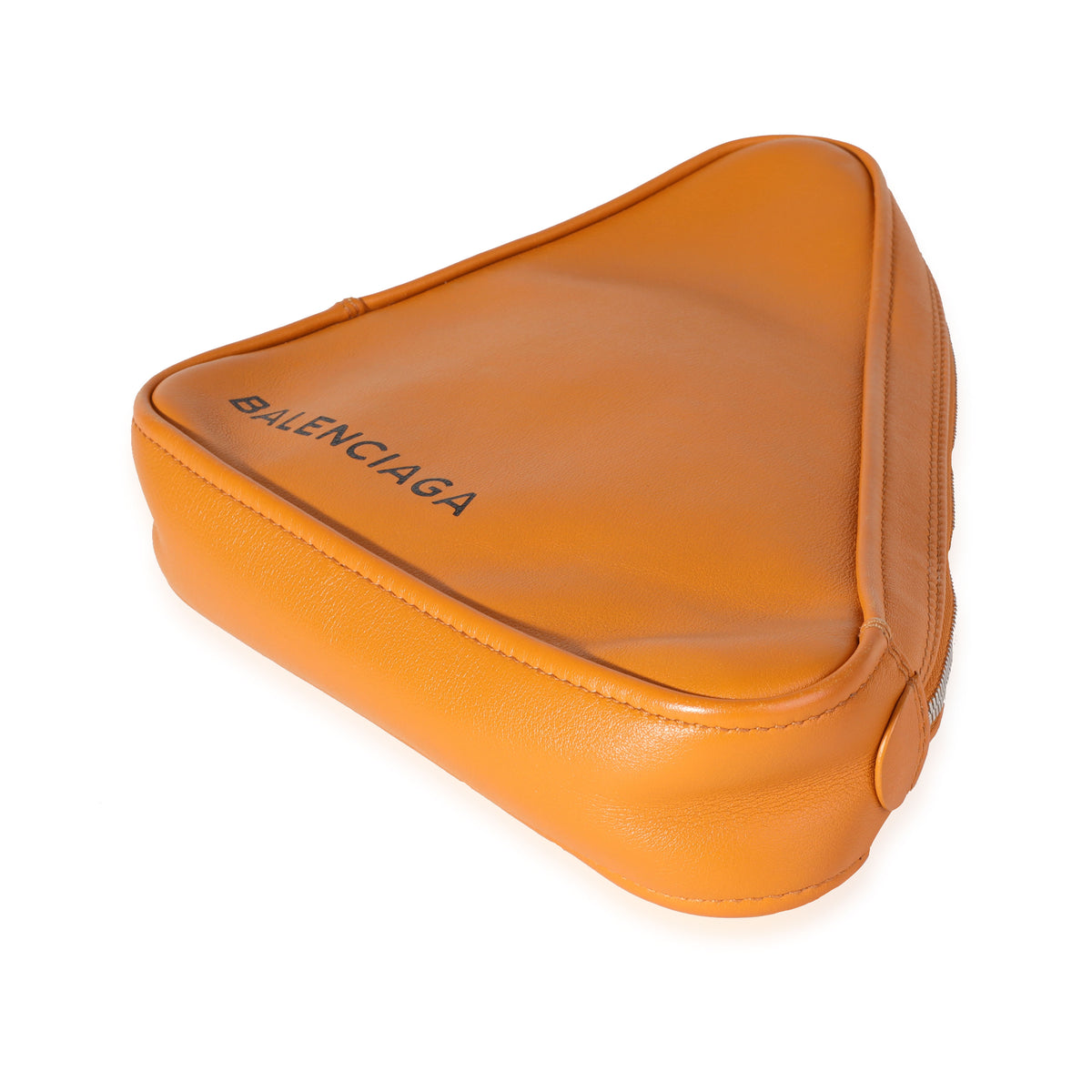 Orange Calfskin M Triangle Pouch