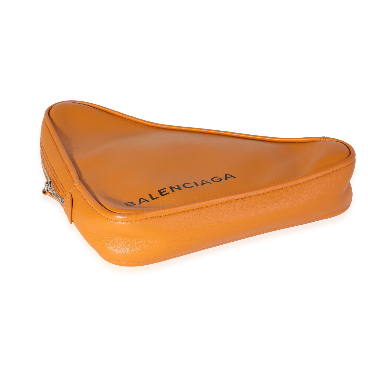 Orange Calfskin M Triangle Pouch