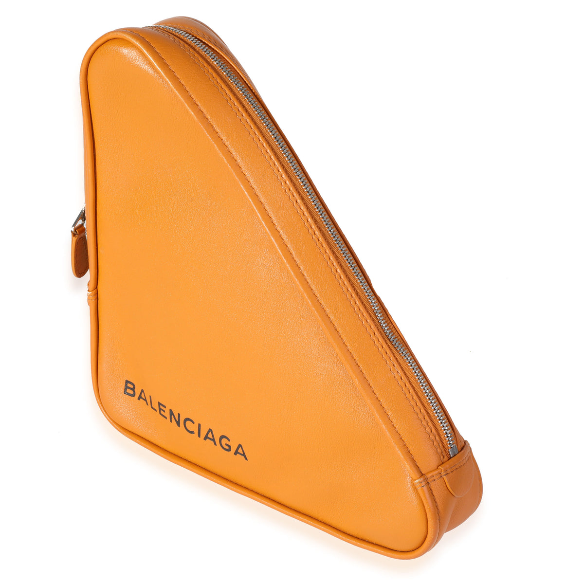 Orange Calfskin M Triangle Pouch