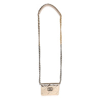 Chanel Gold Quilted Lambskin   Coin Purse With Chain Handbag bv