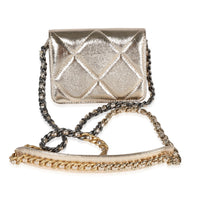 Gold Quilted Lambskin Chanel  Coin Purse With Chain