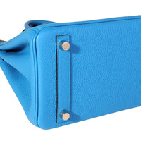 Hermès Bleu Zanzibar Togo Birkin 25 PHW Handbag clasp
