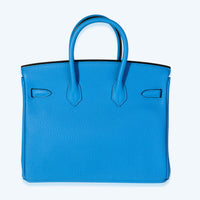 Hermès Bleu Zanzibar Togo Birkin 25 PHW Handbag pv