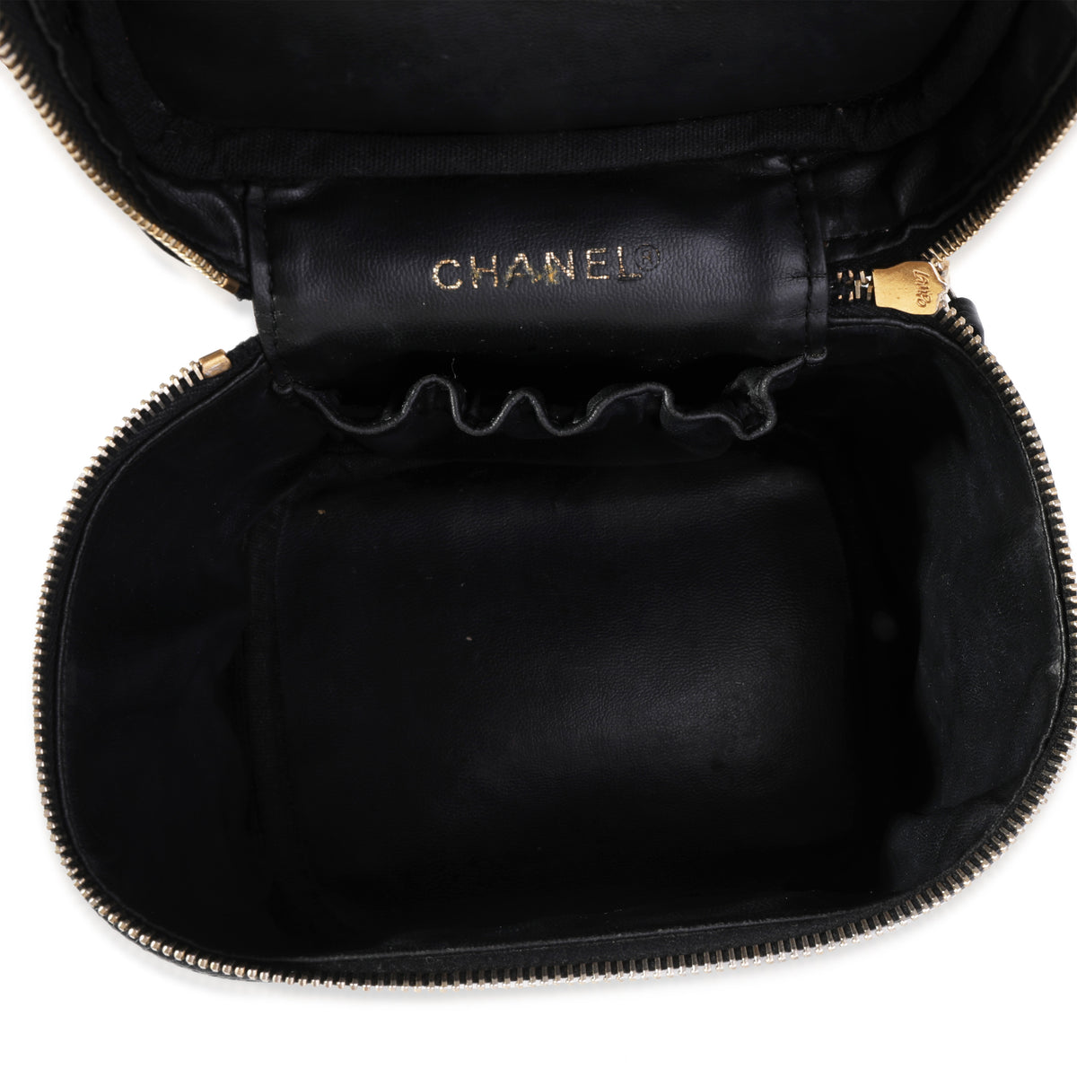 Chanel Vintage Black Caviar Vanity Case Handbag Handbag bv