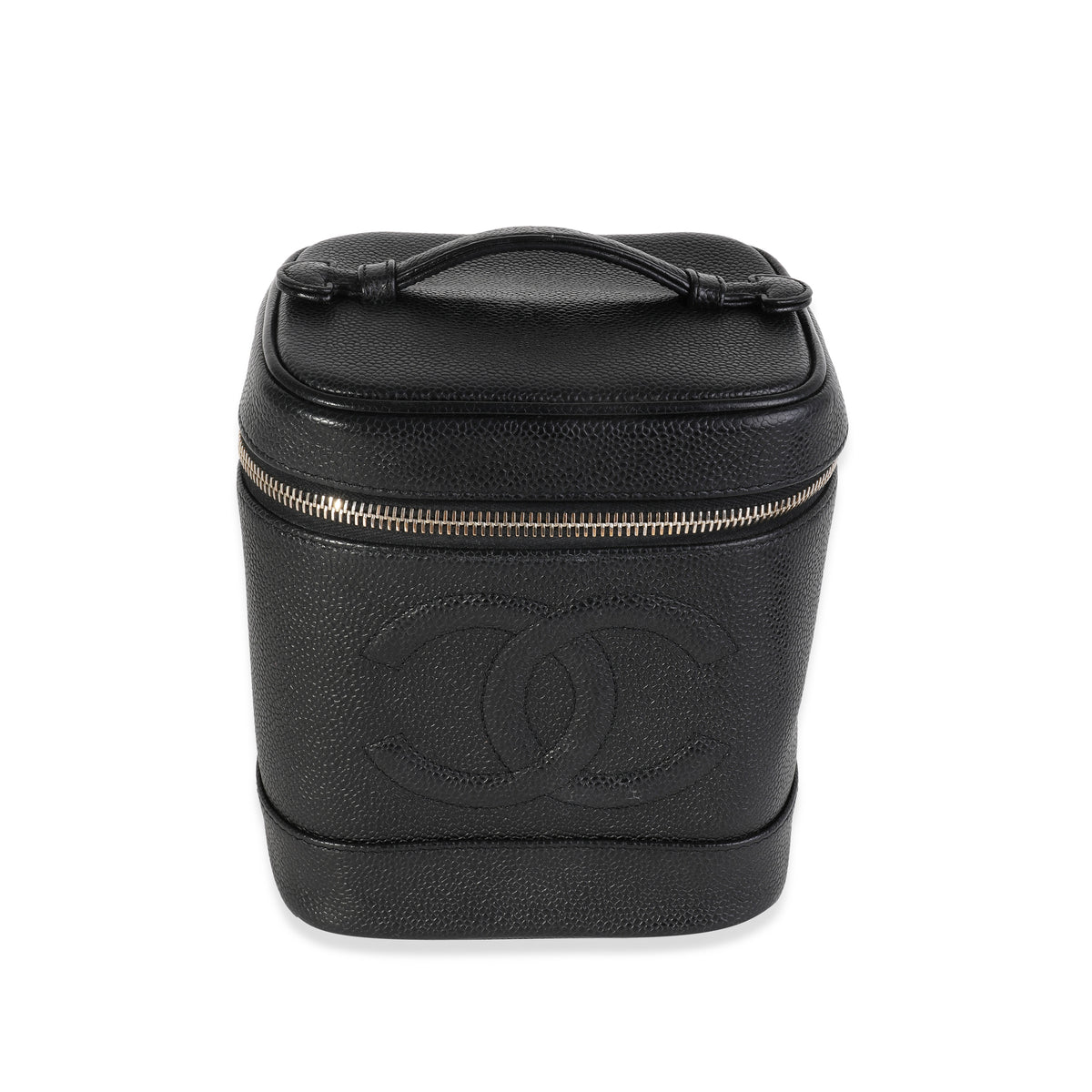 Chanel Vintage Black Caviar Vanity Case Handbag Handbag fv