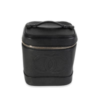 Chanel Vintage Black Caviar Vanity Case Handbag Handbag fv