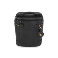 Chanel Vintage Black Caviar Vanity Case Handbag Handbag pv