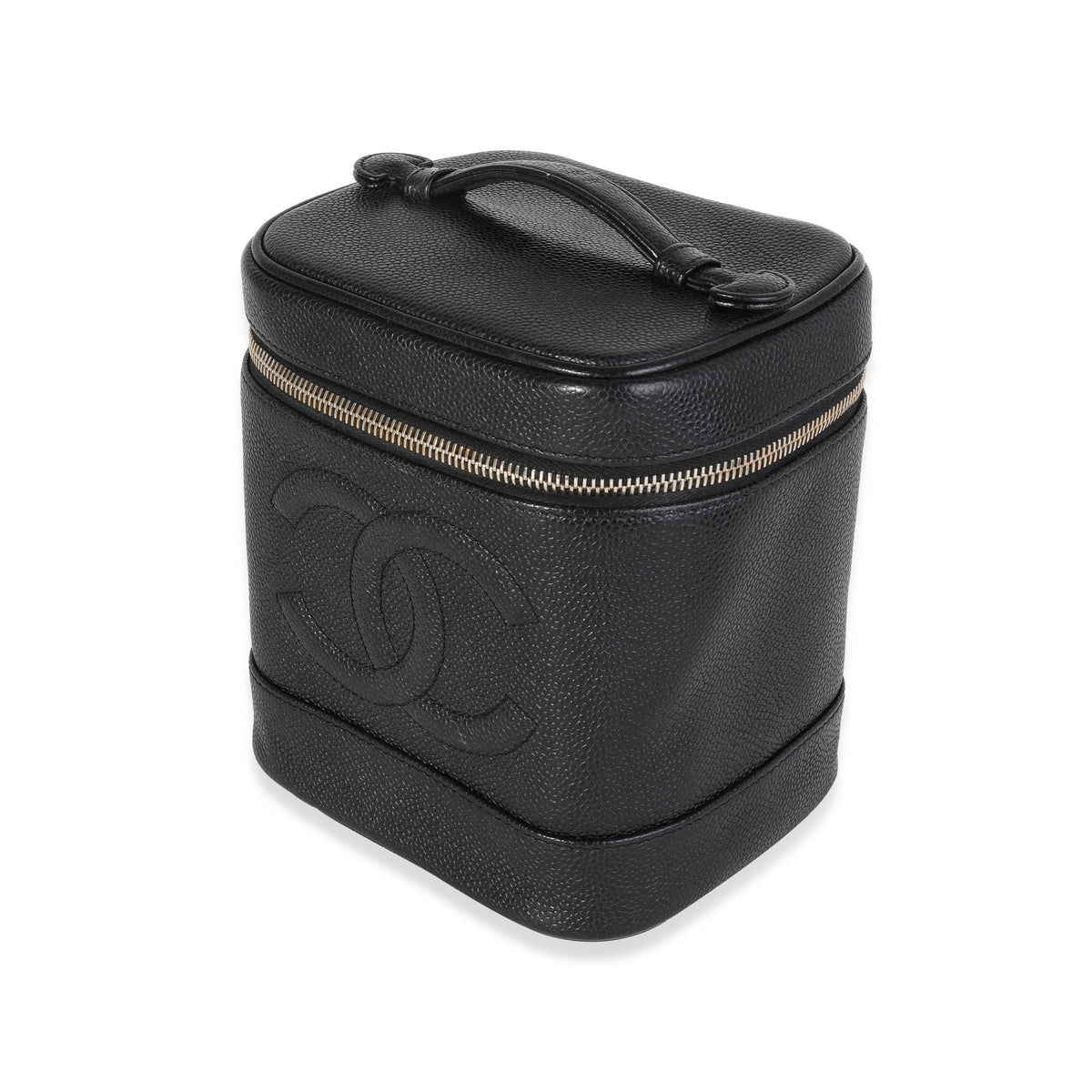 Chanel Vintage Black Caviar Vanity Case Handbag Handbag sv