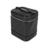 Chanel Vintage Black Caviar Vanity Case Handbag Handbag sv