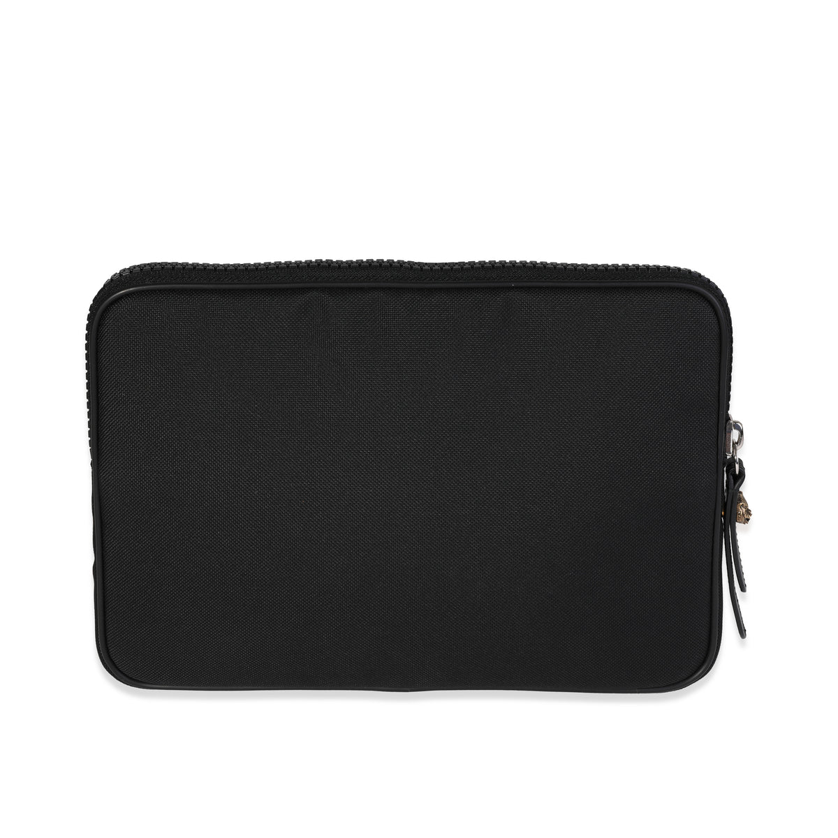 Black Embroidered Techno Canvas Pouch