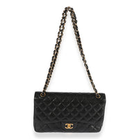 Black Quilted Caviar Jumbo Classic Double Flap HandBag