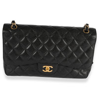 Black Quilted Caviar Jumbo Classic Double Flap Bag