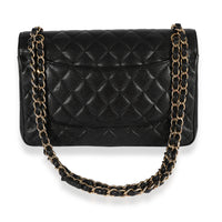 Black Quilted Caviar Jumbo Classic Double Flap Bag