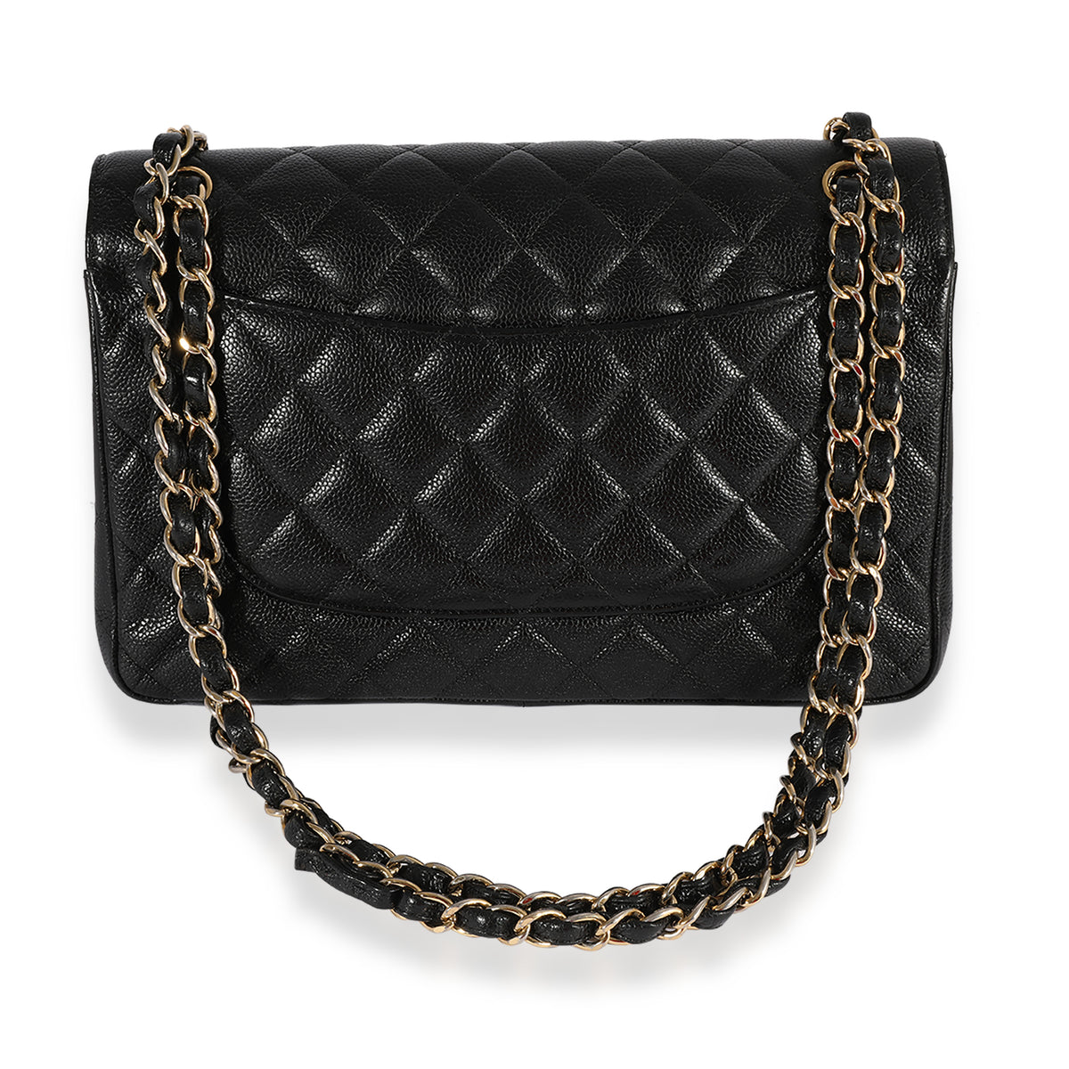 Black Quilted Caviar Jumbo Classic Double Flap HandBag