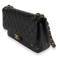 Black Quilted Caviar Jumbo Classic Double Flap Bag