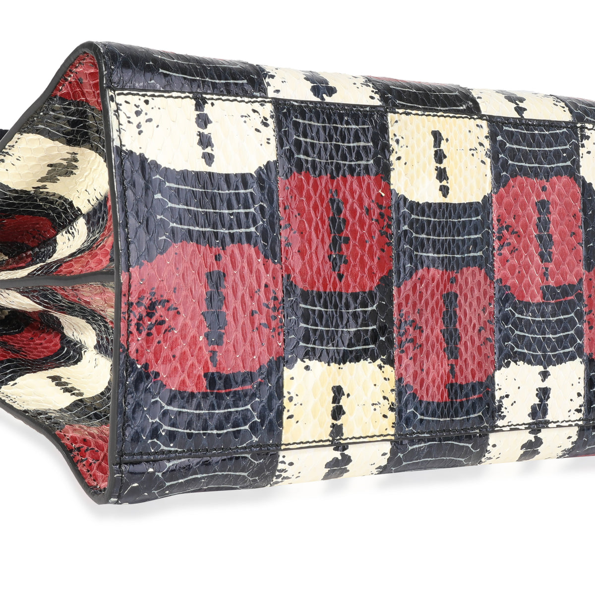 Red, White, & Blue Water Snake Large Nymphaea Bamboo Top Handle Bag