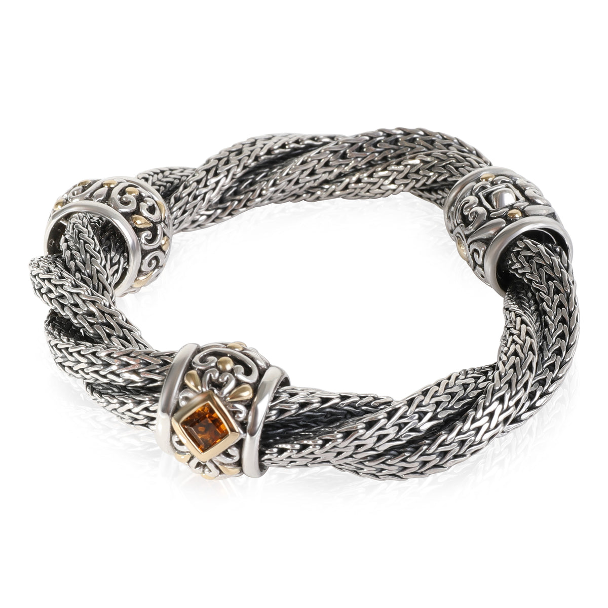 Citrine Classic Chain Twist Bracelet in 18K YG  & Sterling Silver