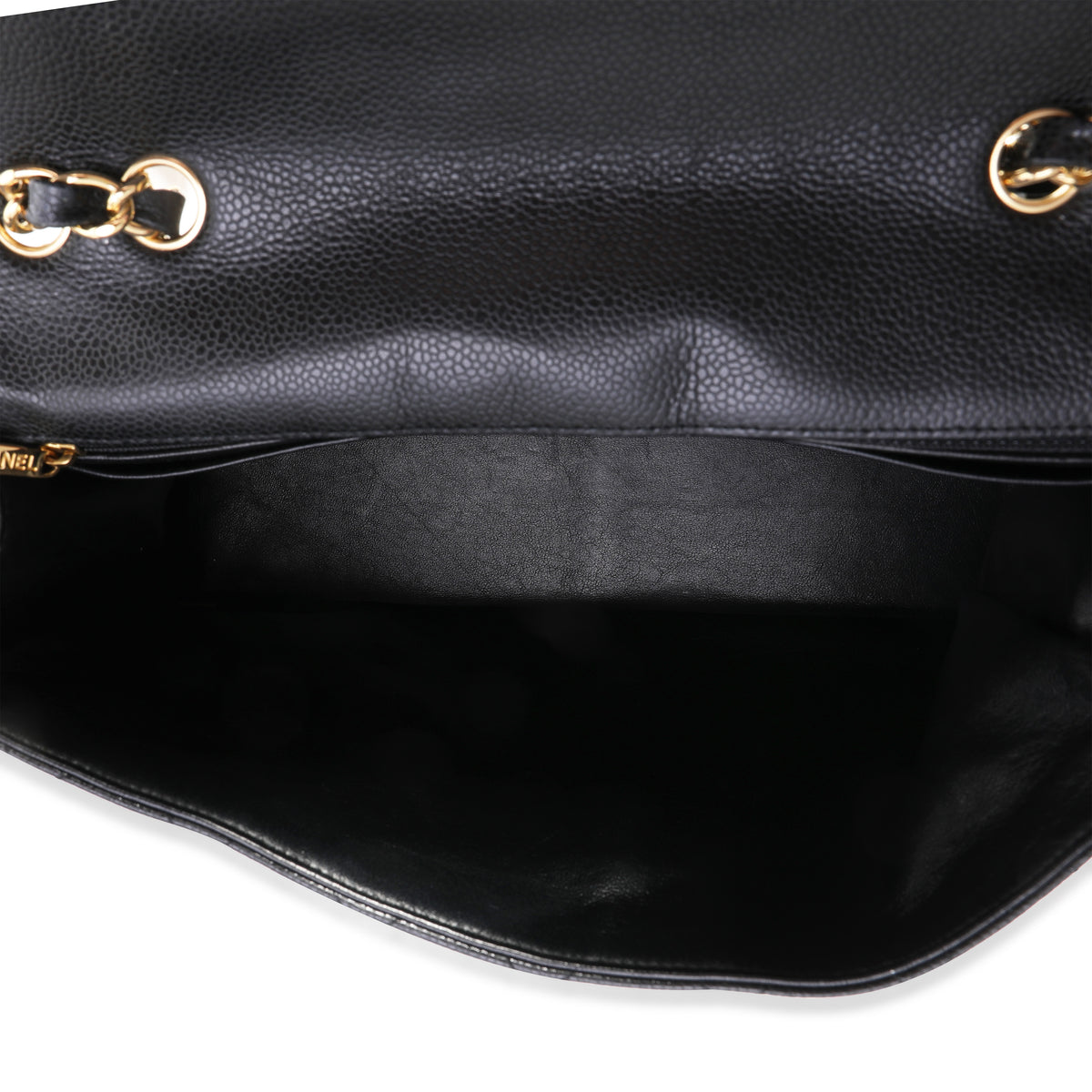 Black Quilted Caviar Jumbo Classic Single Flap Bag