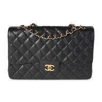 Black Quilted Caviar Jumbo Classic Single Flap Bag