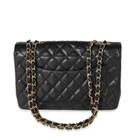 Black Quilted Caviar Jumbo Classic Single Flap Bag