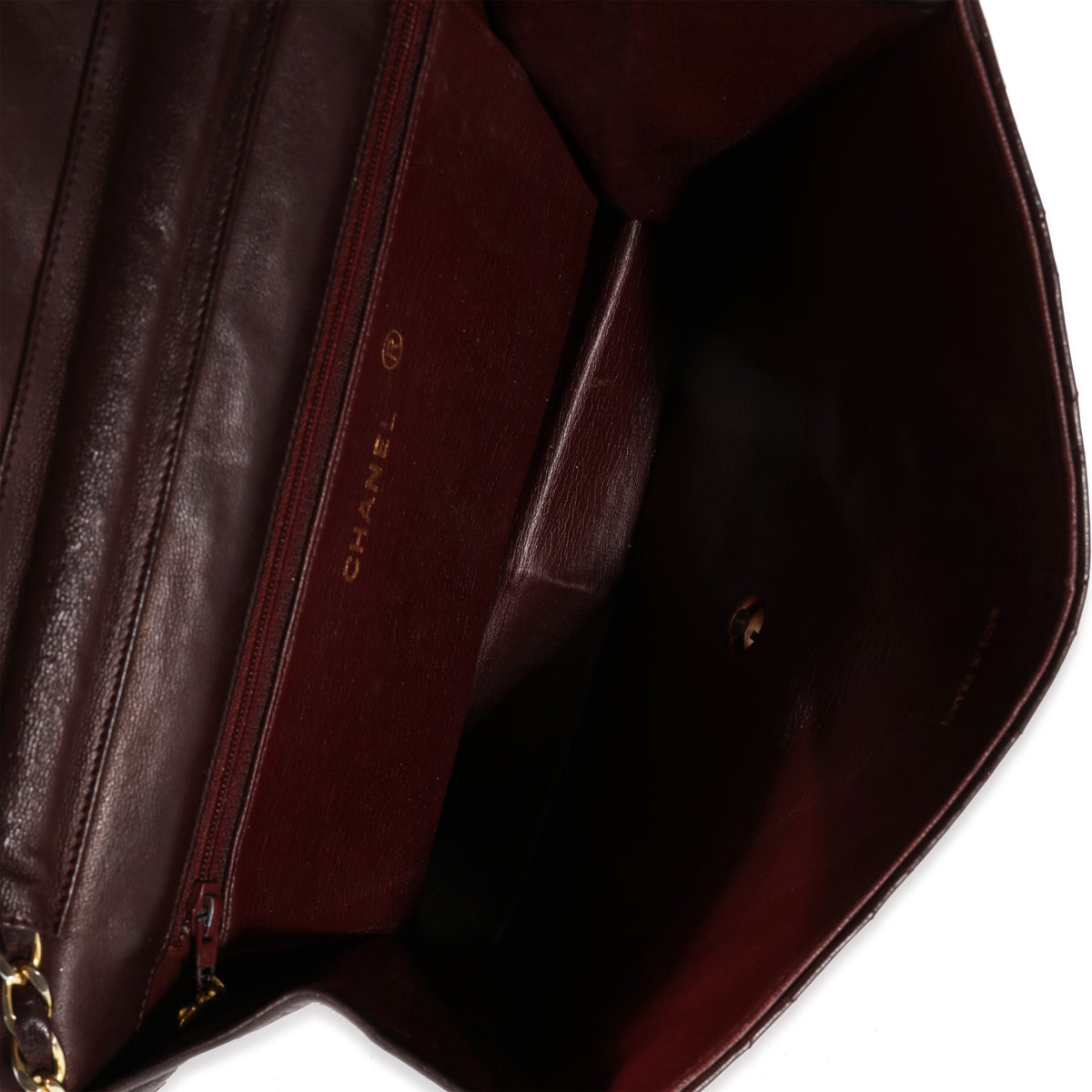 Vintage Burgundy Quilted Lambskin Single Flap Bag