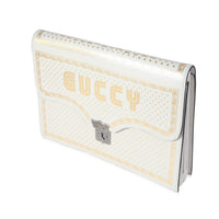 x Sega Mystic White Star Printed Calfskin GUCCY Portfolio Clutch