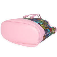 Multicolor Coated Canvas & Pink Leather Psychedelic Bucket Bag