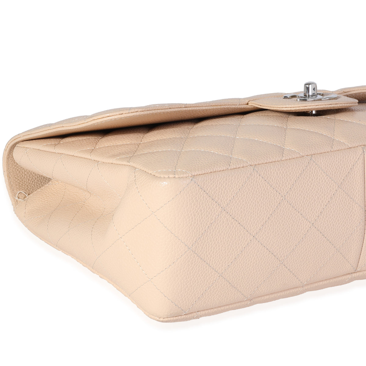 Beige Quilted Jumbo Classic Single Flap Bag