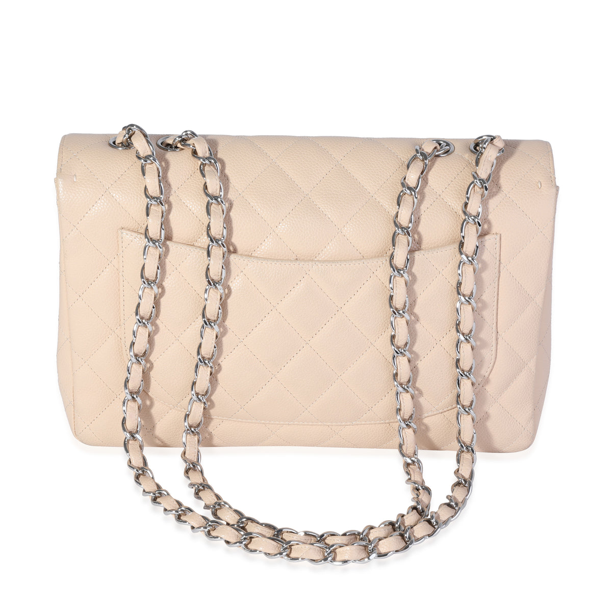 Beige Quilted Jumbo Classic Single Flap Bag