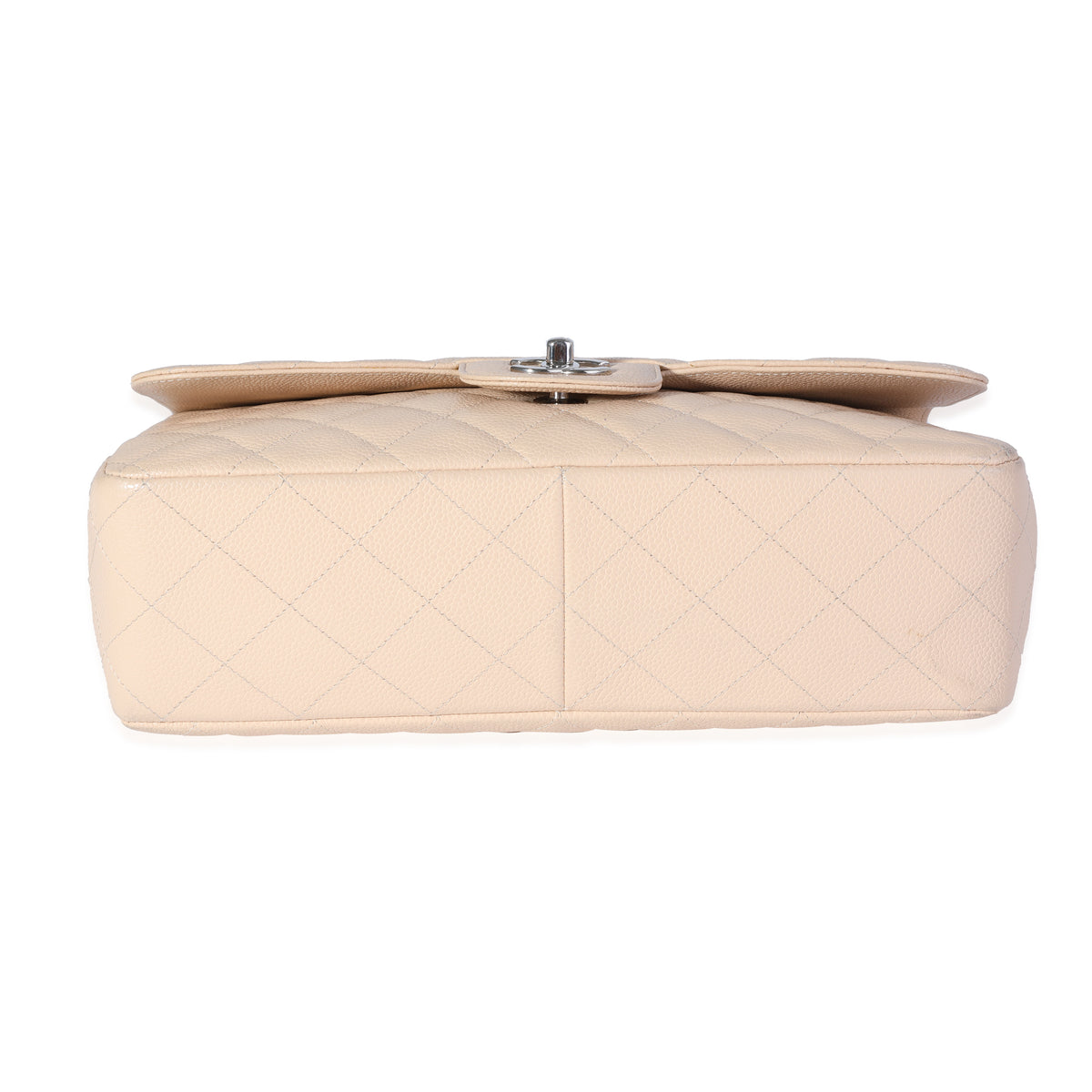 Beige Quilted Jumbo Classic Single Flap Bag