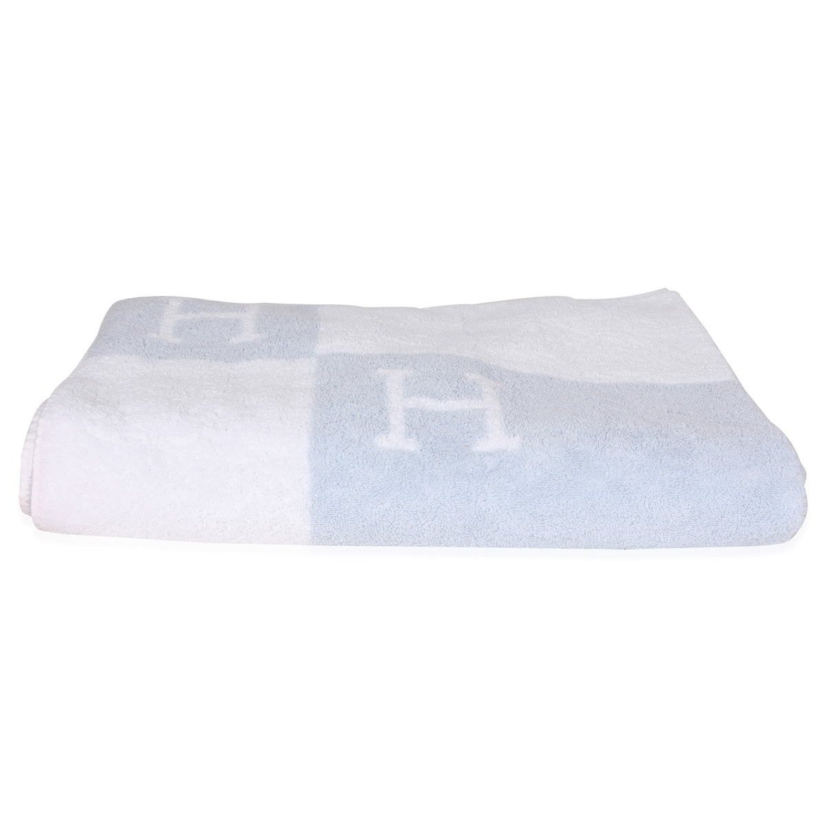 NIB  White & Blue Jacquard Terry Cloth Avalon Bath Towel