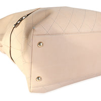 Beige Quilted Grained Calfskin Zip & Carry Tote