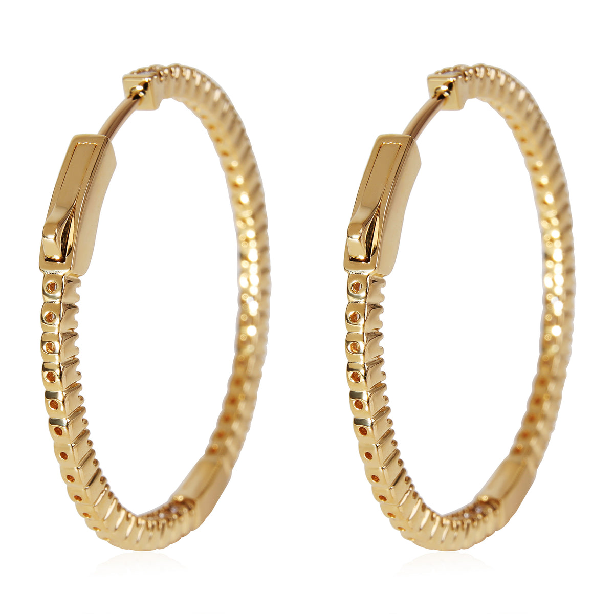 Diamond Inside Out Hoop Earring in 18K Yellow Gold (1 CTW)