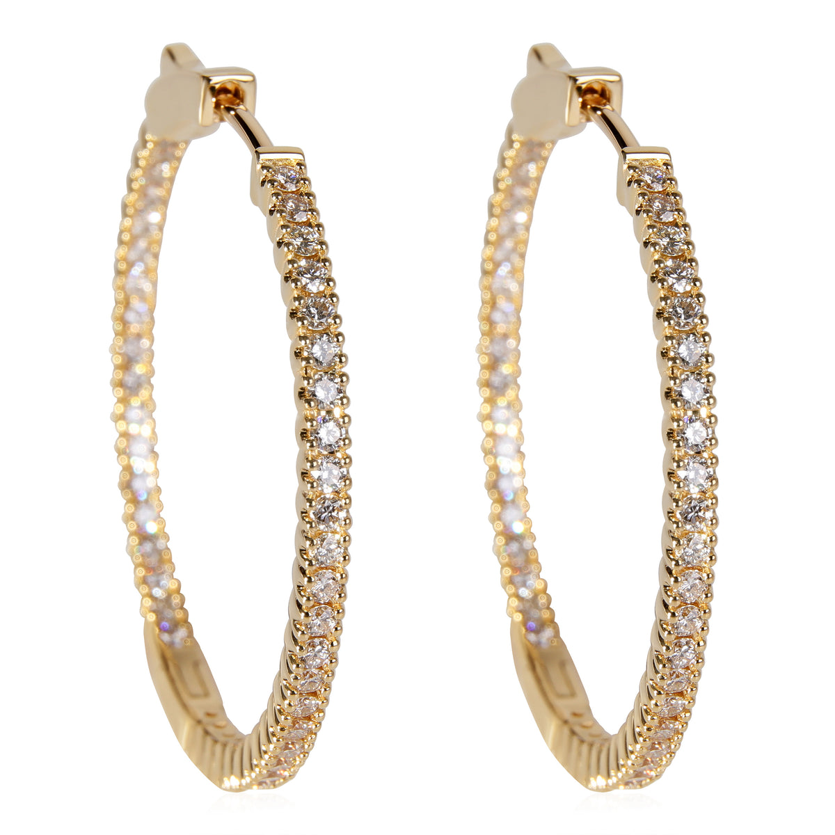 Diamond Inside Out Hoop Earring in 18K Yellow Gold (1 CTW)