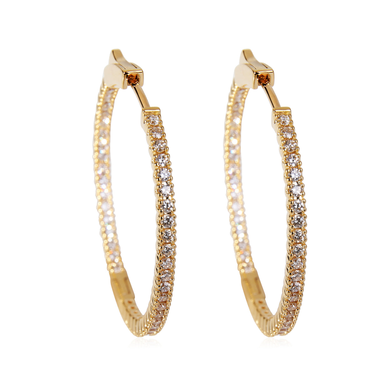 Inside Out Diamond Hoop Earrings in 18k Yellow Gold 1.01 CTW