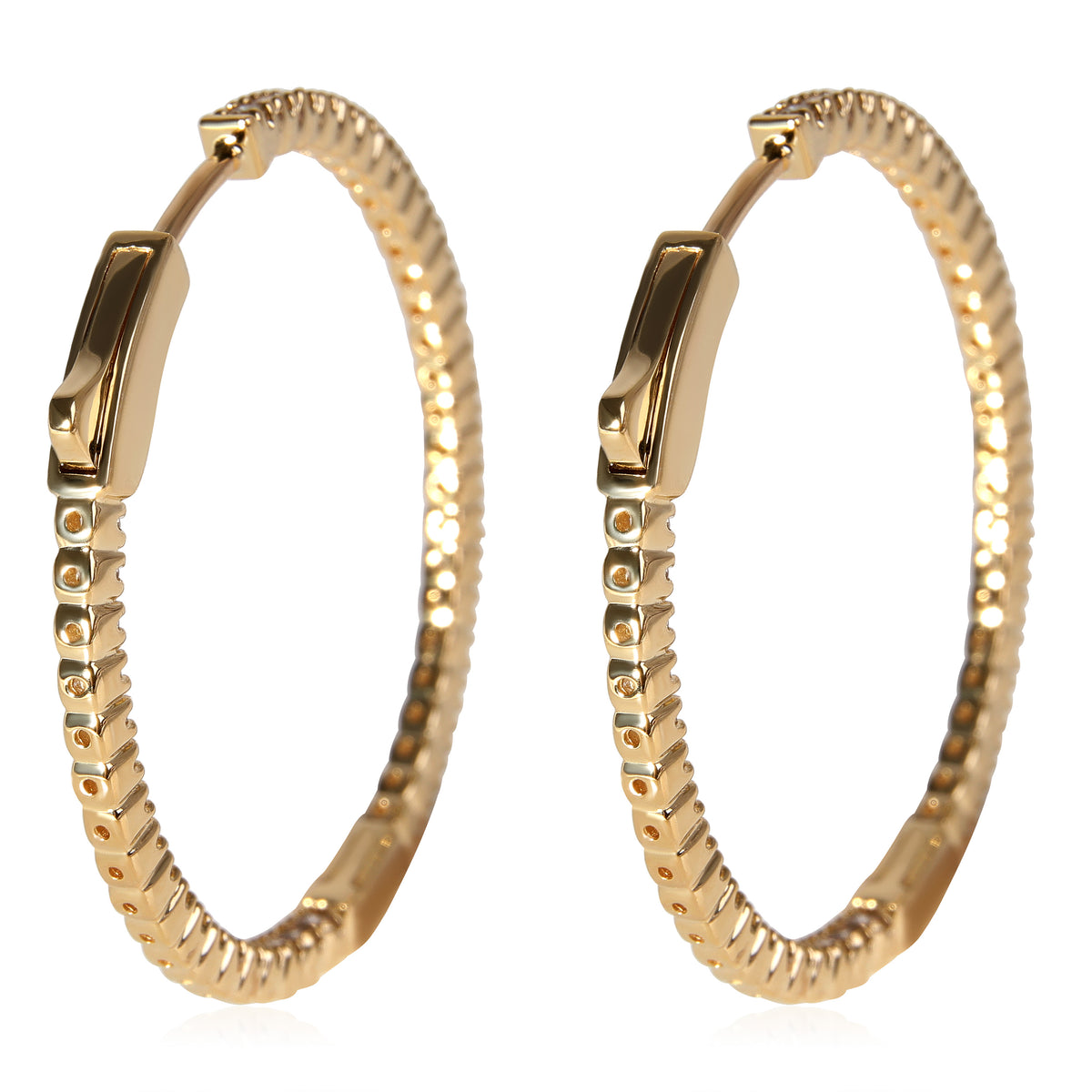 Inside Out Diamond Hoop Earrings in 18k Yellow Gold 1.01 CTW