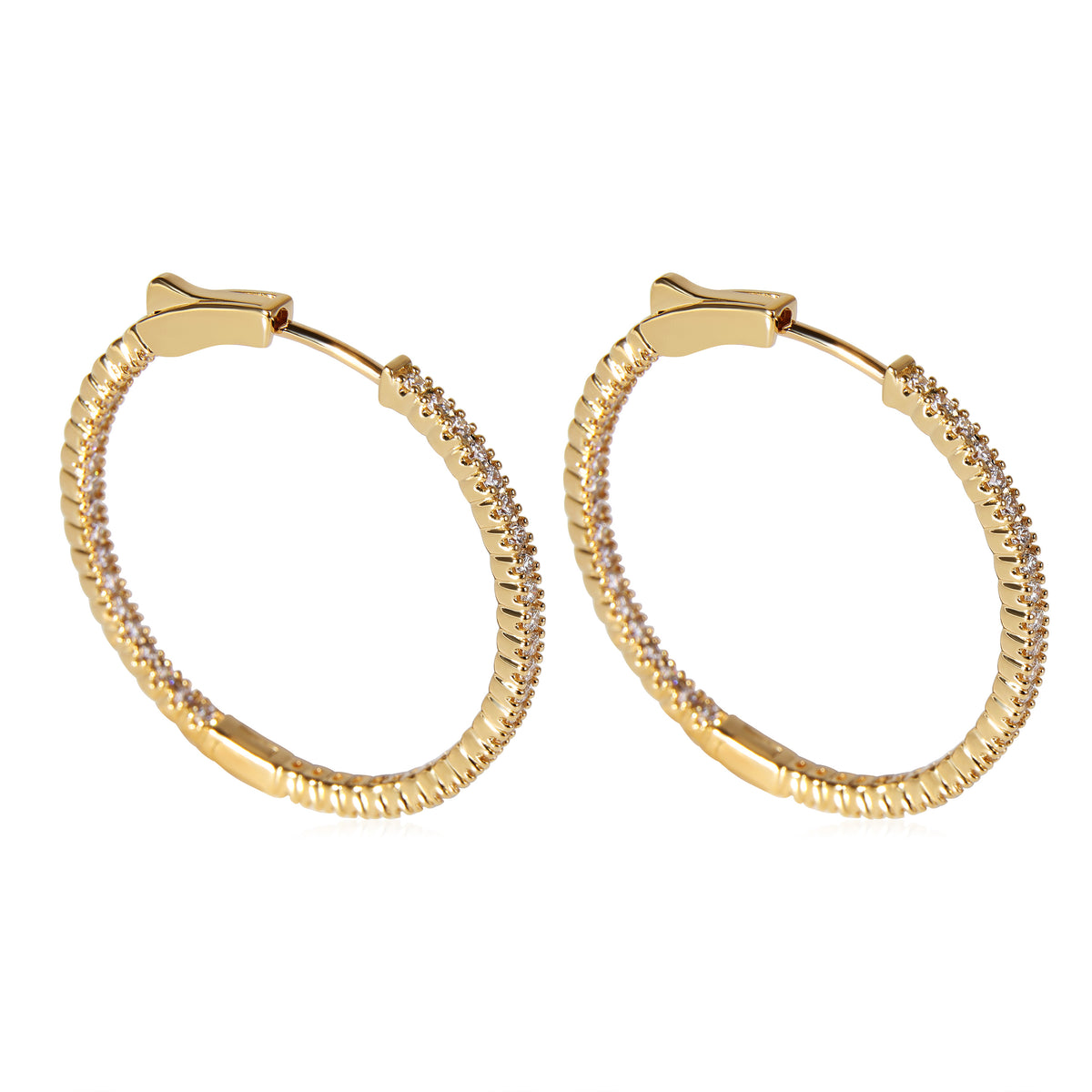 Inside Out Diamond Hoop Earrings in 18k Yellow Gold 1.01 CTW