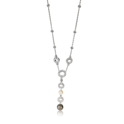 Himalia Pearl Diamond Necklace in 18k White Gold 2.5 CTW