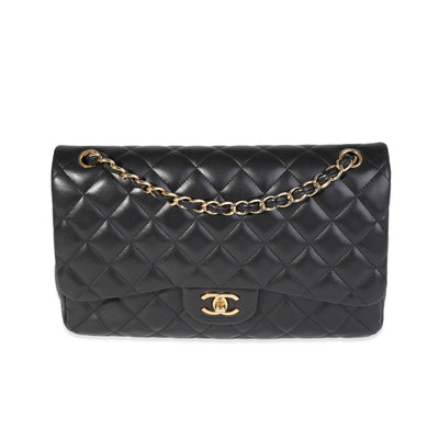 Black Quilted Lambskin Jumbo Classic Double Flap Bag