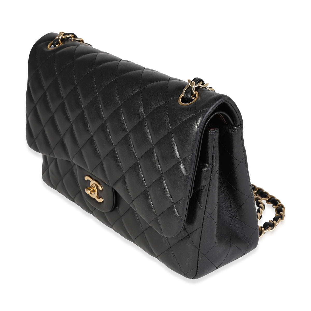 Black Quilted Lambskin Jumbo Classic Double Flap Bag