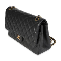 Black Quilted Lambskin Jumbo Classic Double Flap Bag