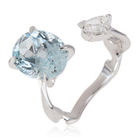 Dior Diorama Precieuse Diamond Aquamarine Ring in 18k White Gold D VS1 0.33 CTW