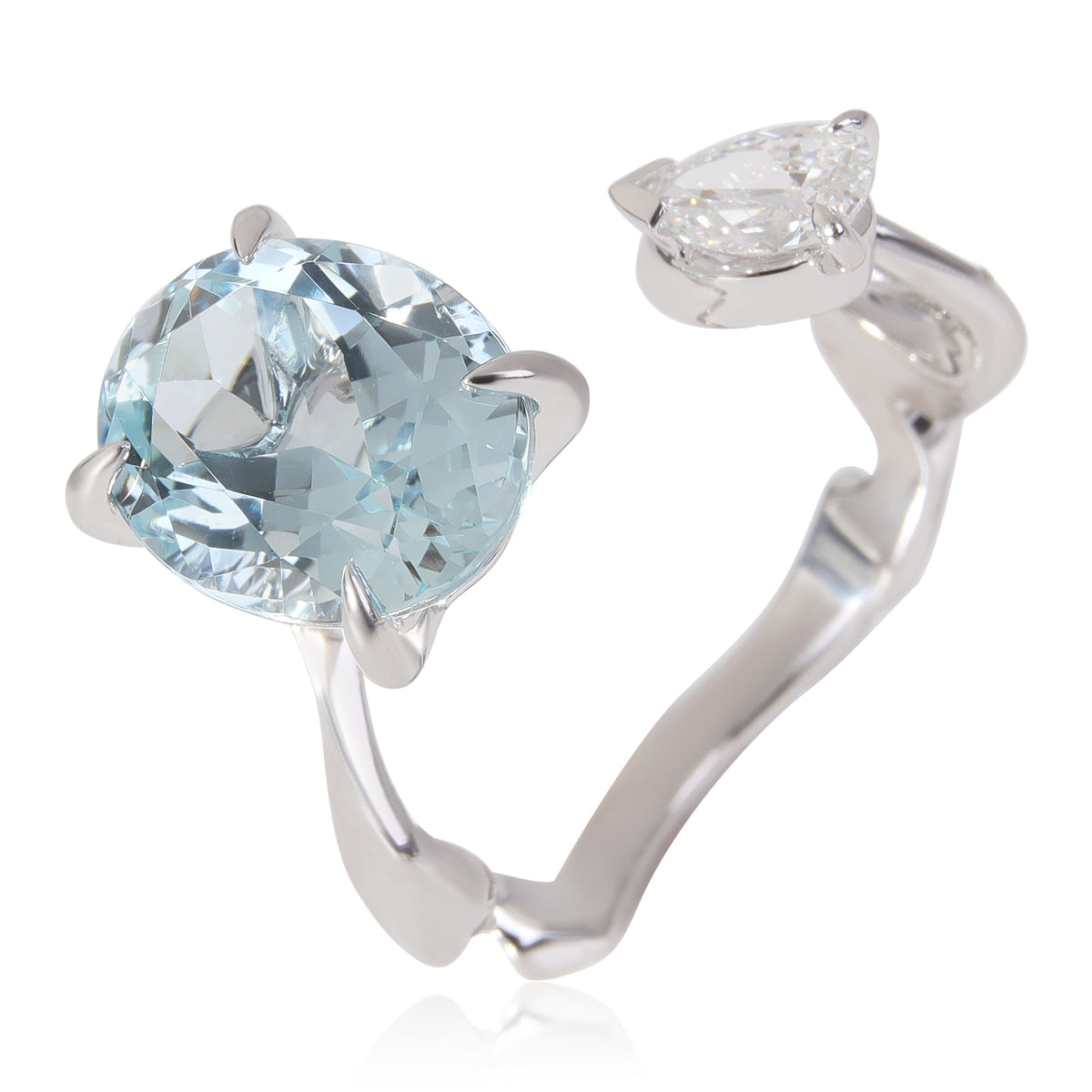 Dior Diorama Precieuse Diamond Aquamarine Ring in 18k White Gold D VS1 0.33 CTW