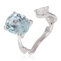 Dior Diorama Precieuse Diamond Aquamarine Ring in 18k White Gold D VS1 0.33 CTW