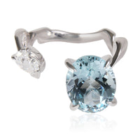 Dior Diorama Precieuse Diamond Aquamarine Ring in 18k White Gold D VS1 0.33 CTW