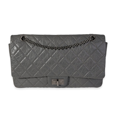 Gray Quilted Aged Calfskin Reissue 2.55 227 Double Flap Bag