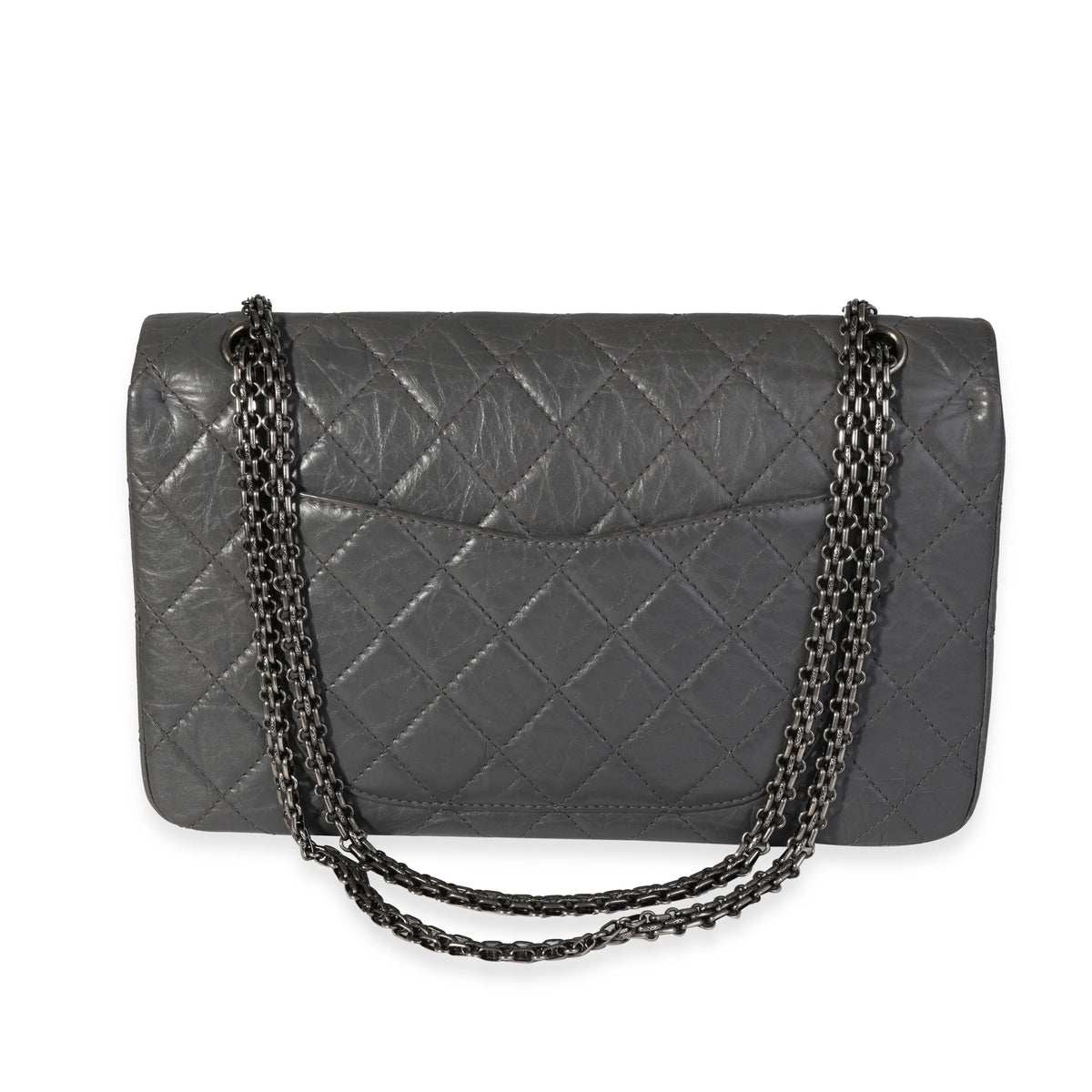 Gray Quilted Aged Calfskin Reissue 2.55 227 Double Flap Bag