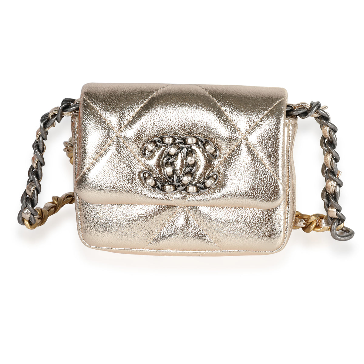Metallic Gold Lambskin Chanel 19 Belt Bag