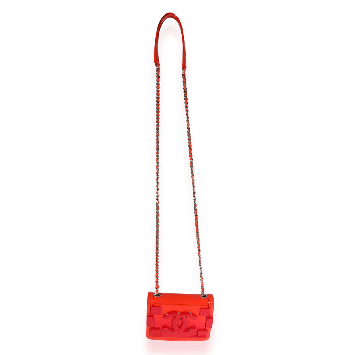 Red Quilted Patent Leather & Plexi Boy Brick Flap Bag